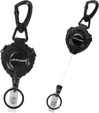 LATTHANT Badge Holder Retractable Clip, Heavy Duty Retractable Keychain with 31.5 in Smooth Steel Cord, Durable 360-degree Rotating Carabiner Badge Holder for Work, Fishing, Car Key, 9 oz