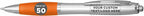 DISCOUNT PROMOS Ballpoint Pens With Rubber Grip, 50 pack, Custom Promotional Text, Logo with Name, Black Ink Writing Pens in Bulk, Orange