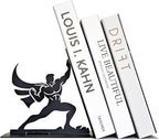 Superhero Metal Bookend – 6.5 Inch Heavy-Duty Book Holder with Anti-Slip Base, Unique Decorative Book Stand for Home or Office Shelf, Holds Large Books – Black
