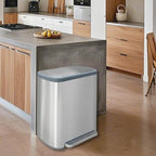 JM ·YIPENG Dual Trash Can Stainless Steel Recycle Bins for Kitchen, 16 Gallon Dual Compartment Recycling Trash Can with Soft-Close Lid and Removable Liner Buckets for Kitchen, Living Room, Sliver
