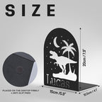 Personalized Name Book Ends Metal, Heavy Duty Bookends for Shelves Decorative, Dinosaur Non-Slip Book Stopper, Home Office Desk Modern Bookshelf Decor, Customized Gifts Color07