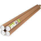 Paclord 2" x 60" Reinforced Kraft Paper Mailing Tube, Pack of 4 Tubes with 8 Caps – Secure USPS Approved Poster Tube – Cardboard Tube for Shipping and Storing Posters, Prints, Artwork, or Documents