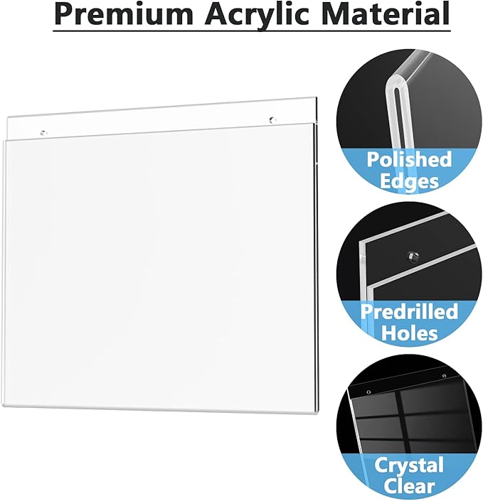 MaxGear Wall Mount Sign Holder 8.5 x 11 Inch, Clear Plastic Picture Frames with Mounting Screws, Door Sign Holders and Document Display Frame for Home, Office, Store, Landscape, 12 Pack