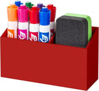 BEYGORM Magnetic Dry Erase Marker Holder for Whiteboard,Non-slip Acrylic Magnet Pen Holder for Fridge Refrigerator,Locker Organizer for Work,Locker Accessories,Pencil Cup for Desk(Red)