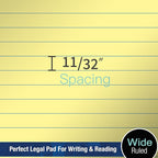 Woodlake Legal Pads 8.5 "x 14" – 6‑Pack, Wide Ruled, Premium Yellow Paper Pad No ink Bleed, Micro‑Perforated Writing Pads,50 Sheets, Legal Size Note pads for School, Office & Home, Made in USA