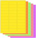 THEBLUETOUCH 1" x 2-5/8" Neon Labels – 750 pcs Printable Labels Stickers (30 per Sheet, 25 Sheets), 5 Assorted Bright Colored Stickers for Inkjet/Laser Printing