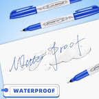 Blue Ultra Fine Point Permanent Markers, 18 Pack, 0.4 mm, Precision Extra Fine Tip for Detailed Writing, Art, Crafts & Labeling on Paper, Plastic, Glass, Metal, Waterproof, Fade-Resistant Ink