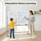 DexBoard Large Double Sided Whiteboard 72x40 inches on Wheels, Height Adjustable Mobile Magnetic Dry Erase Board with Rolling Stand for Office Meetings, Classroom Teaching, Home, Silver Frame