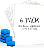 Dry Erase LapBoards, PANDRI 6 Pack Double Sided 12.5 x 9 Inch Whiteboards with 6 Erasers, Dry Erase Boards for Office Students Classroom Teacher Supplies
