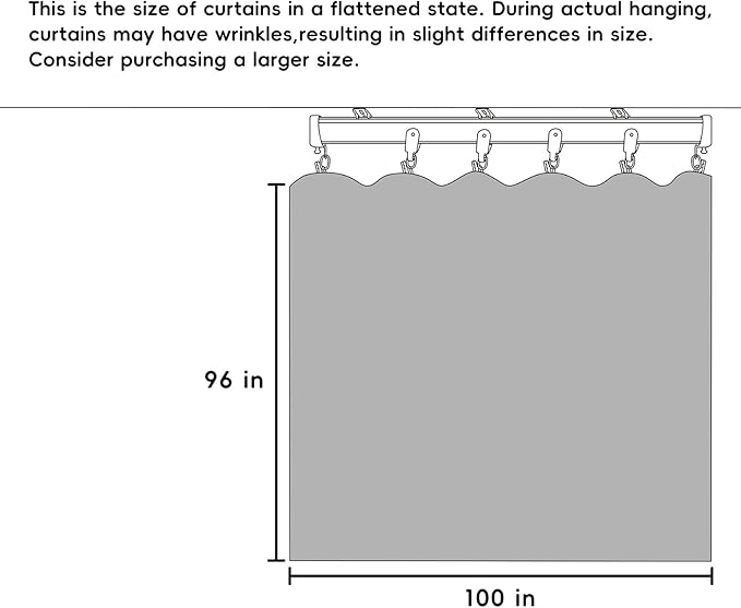 hoeflife Room Divider Curtains Blackout Floor to Ceiling Curtain with Hook Wall Mount Sliding Door Curtains Ceiling Mount Extra Wide Curtain Wall Divider for Room Separation (Black, W100 x H96 Inch)