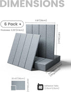 Large Felt Bulletin Board 36"x24" Cork Board Alternative - 6 Pack with 40 Safe Removable Adhesive Tabs, Cork Boards for Walls Felt Board for Home Office Classroom Pin Board-Blue Gray