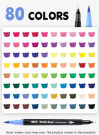 AEDAGA 80 Colors Dual Tip Brush Pens, Fine Felt Tip and Brush Tips Colored Pens for Adults, Coloring Markers for Coloring Book Bullet Journaling Note Taking Hand Lettering