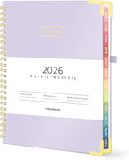 Forvencer 2026 Planner, Hardcover Calendar Planner Weekly and Monthly, Jan 2026 - Dec 2026, 6" x 8", Spiral Agenda Book with Tabs, Exquisite Daily Journal Organizer for Home School, Purple