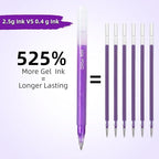 CAISEXILE 12 Purple Glitter Gel Pens Set, 1.0 mm Fine Point for Black Paper & White Paper, Large Capacity Pens for Journaling, Adult Coloring Books, Drawing, Note Taking, Highlighting