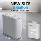 TIPGO 5 Gallon Motion Senor Bathroom Trash Can with Lid, Automatic Garbage Can Touchless, Smart Plastic Waste Basket for Narrow Spaces, Bathroom, Office, Bedroom, Living Room (Gray)