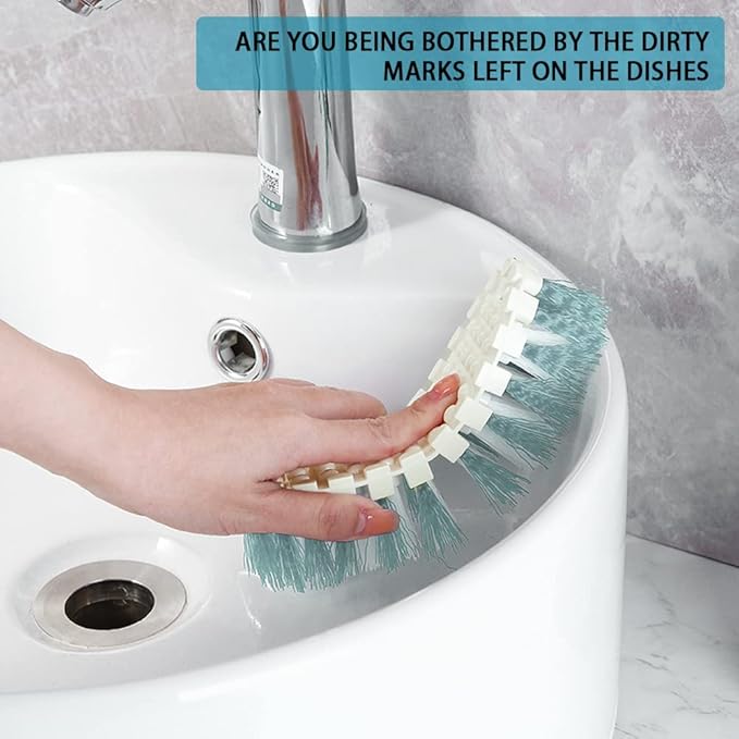 CN1ST 6 PCS Cleaning Brush, Scrub Brush Set for Kitchen and Bathroom Household Use with Various Brushes for Cleaning Dishes, Tiles, Corners and Floors Sky Blue