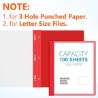 Feifeiya 36 Pack Plastic Report Covers with 3 Prongs Presentation Folders Bulk, 100 Sheet Capacity, Clear Front Report Covers for Presentation Document Paper School Office Supplies (Colorful)