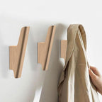 FCOWK Wood Wall Hooks 4 Pack Coat Hooks Wall Mount Natural Wooden Hooks for Hanging Hat, Bag, Backpack, Rustic Coat Hooks for Wall, Wood Towel Hooks for Bathrooms and Entryway Hooks