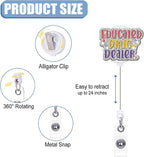 Badge Reel Retractable with ID Clip Text Acrylic Badge Reel Holder Name Badge Accessories for Nurse Office Worker Women Men