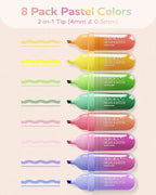 Four Candies 8 Pcs Highlighters Assorted Colors, Cute Pastel Highlighter Set, Quick-Dry, Soft Chisel Tip, No Bleed Highlighter, Aesthetic Highlighters for Christmas