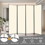 Room Divider (4 Panel) Wall Divider for Room Partition, 88 inch Metal Frame Wide Portable Privacy Screens W/Wheels, Freestanding Room Separators 5.6FT Room Divider Panel