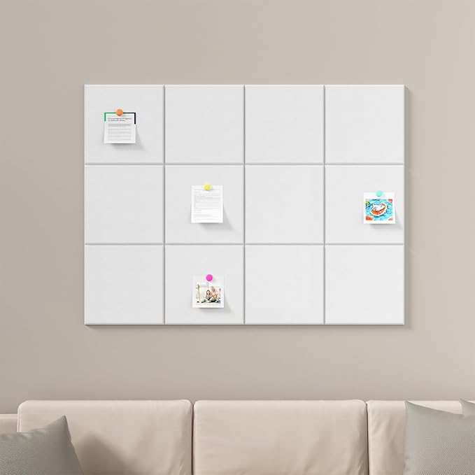 Baysola Large Cork Boards for Walls – 48" x 36" Self Adhesive Felt Wall Tiles, Ideal for Office Wall Organizing Bulletin Board, Easy to Install Cork Boards Felt Board