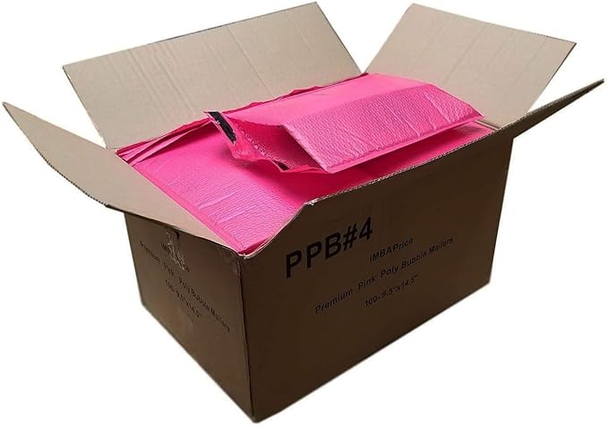 iMBAPrice 9.5x14.5" Hot Pink Poly Bubble Mailers, 100-Pack – #4 Self-Seal Padded Shipping Envelopes, Waterproof Bubble Bags for Crafts, Jewelry, Cosmetics & Beauty Products