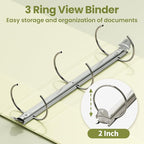 SUNEE 3 Ring Binder 2 Inch 1 Pack, Clear View Binder Three Ring PVC-Free (Fit 8.5x11 Inches) for School or Office Supplies, Light Yellow