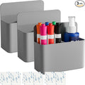 First-zgel 3 Pack Magnetic Pen Holder for Refrigerator, Adjustable Dry Erase Marker Holder for Whiteboard, Locker Pen Holder Magnetic, Adhesive Pencil Cup, Home Office School (Gray)