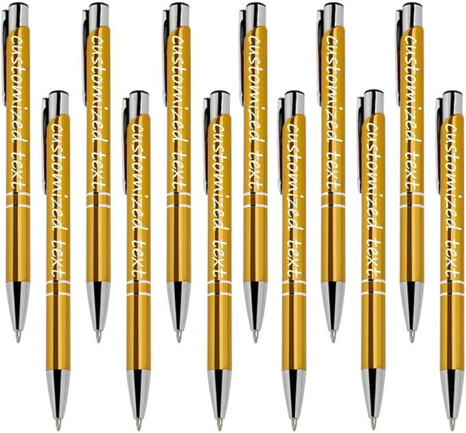Yucold Customized ballpoint pens in bulk, personalized ballpoint pens with free engraving, for use in companies, enterprises, graduation anniversaries (Yellow,13)