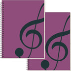 DOMMI Blank Sheet Music Composition Notebook 2 Packs, Manuscript Staff Paper Notebook with 200 Pages 26x19cm, Spiral Bound Music Songwriting Notebook for Songwriters, Musicians, Teachers, Pink