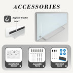 JYYPWB Magnetic Large Glass Board 72"x 48" Dry Erase Writing Board Premium Tempared Galssboard Frameless Message Board with Full Accessories Wall Mounted White Board