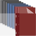 Teling 48 Pcs Clear Front Report Covers with Prongs Plastic Presentation Folders 3 Prong Resume Portfolio Folder for School (Black, Navy Blue, Dark Red)