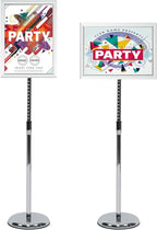 VAIIGO Pedestal Poster Stand, Adjustable Aluminum 11 x 17 Floor Standing Holder for Vertical and Horizontal View Sign Display, Silver