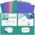 Two Pocket Folders, RAZCC 125 Pack 2 Pocket Folders Fit Letter Size Paper, Paper Folders with Pockets for School Office Business Home (Assorted 5 Colors)
