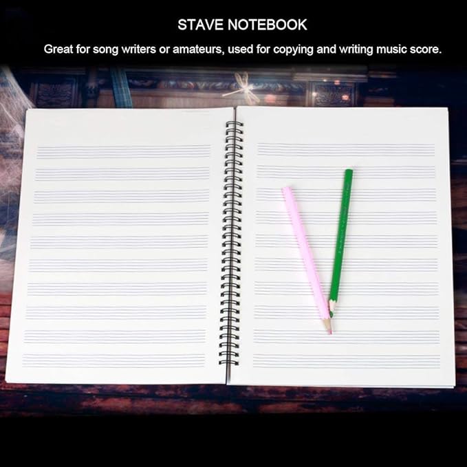 10 Pcs Music Notebook,Music Staff Notebook,50 Sheets/100 Pages Blank Sheet Music Notebook,Music Manuscript Paper,Manuscript Paper Notebook,Spiral NotebookMusic Writing Composition Notebook (10 Pcs Music Sheet White)