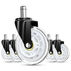 RidRed Gaming Chair Wheels - Heavy-Duty Office Chair Wheels - Replacement Rubber Casters - Universal Fit 3 Inch Chair Casters, Noise Free, Fits 98% Chair, for All Floor (White)