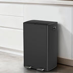 mVm Kitchen Trash Can,2 x 8 Gallon (2 x 30 L)Dual Trash and Recycle Bin Combo with Lid And Anti-Fingerprint,Soft-Close,Foot-Pedal Stainless Steel Garbage Can for Kitchen,Living Room,Dining Room(Black)