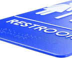 USA Made - Men's and Women's Restroom Signs ADA-Compliant Bathroom Door Signs for Offices, Businesses, and Restaurants, Black, Blue, Grey and Taupe/Tan Colors (Blue Handi-Unisex)