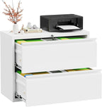 INTERGREAT Lateral File Cabinet 2 Drawer, White Metal File Cabinets for Home Office, Locking File Cabinet for Letter/Legal/F4/A4 Size Hanging Files, Easy Assembly
