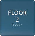 Cold Blue ADA Floor 2 Sign with Braille – Made from Durable Acrylic and Ready to Mount