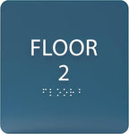 Cold Blue ADA Floor 2 Sign with Braille – Made from Durable Acrylic and Ready to Mount