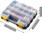 AIDY-PRO Hardware Organizer Box 34 Compartments Small Parts Organizer with Removable Dividers Durable Plastic Double Side Tools Box Screw Organizers For Nuts, Bolts, Screws, Nails 2Pack