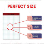 Grid Paper Pad 5x8 Inches, Graph Paper Pad 4x4, Grid Notepad, 1 Pack, 5x8 Graph Paper 1/4 Grid, Graphing Paper, Engineering Pad, 100 Sheets 200 Pages Perforated Pad for School, Home, & Office