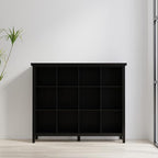 SIMPLIHOME Artisan Bookcase - 57 inch Tall 12-Cube Solid Wood Cube Organizer in Black, Transitional Storage Bookcase for Living Room, Study Room or Office with Fixed Shelves and Tapered Legs