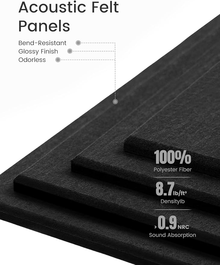 Fluxynara Felt Bulletin Board Tiles -28"x18" Cork Board Alternative for Office Decor, Push Pin Board Wall Organizer 6-Pack - Black