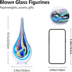 9" Tall Sculpture Hand Blown Glass Decor, Paperweight for Office Desk, Modern Glass Art Figurines Mediterranean Beach House Decor, Living Room Coffee Shelves Table Top Decoration (Multicolor)
