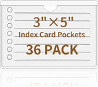 NIUBIER Storage Bin Labels, 36 Pack Clear Adhesive Pockets, Index Card Holder for 3x5 Cards, Removable Tote Labels Stickers for Packing Moving Box & Containers, Easy Peel Off