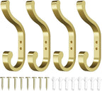 bussdis Large Wall Hooks for Hanging Coats: Heavy Duty Wall-Mount Hanger (Hold 30 LB), Mudroom Hooks for Clothes, Backpack, Purse, Bathroom Towel (Gold, 4 Pack)