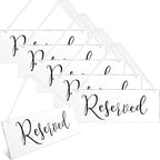 Blulu 6 Pcs Reserved Signs for Wedding Chairs Acrylic Tag Hanging with Ribbon for Wedding Reserved Signs for Important Events Church Pews Chair and Restaurant(Black)